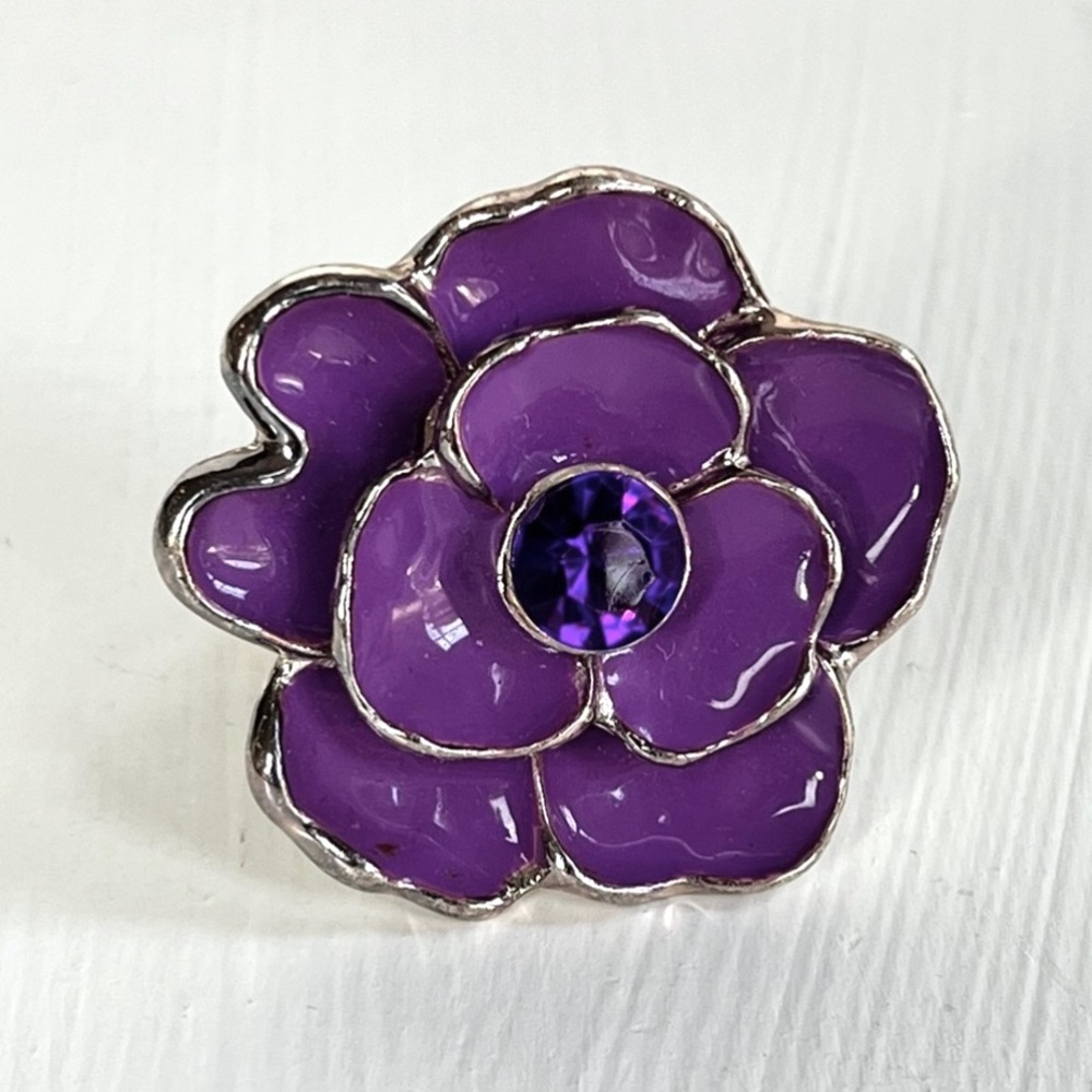 Costume Jewelry Purple Adjustable Flower Ring